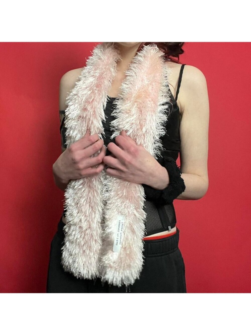 Fluffy pastel pink scarf​